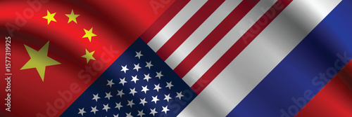 National Design Featuring USA, China and Russia Identity