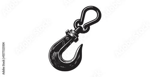 Heavy duty metal tow hook with chain link attachment silhouette