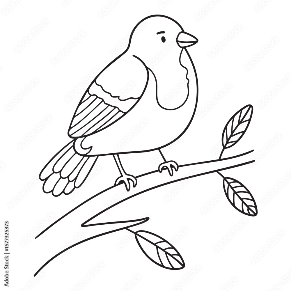 Obraz premium A single bird observing the valley from its perch on a branch