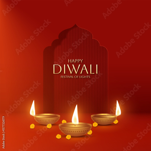 Happy Diwali - festival of lights colorful poster template design with decorative diya lamp. vector illustration. Indian festival of lights Happy Diwali, holiday Background, Diwali celebration.