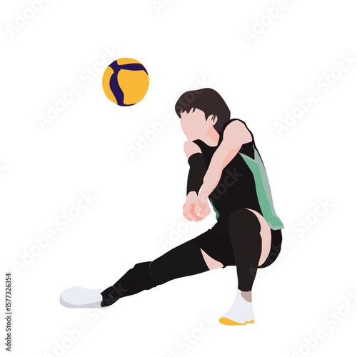 Dynamic Volleyball Player Vector in Action Pose