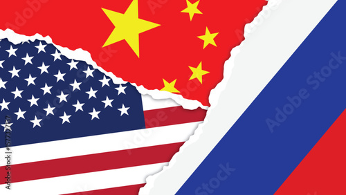 National Design Featuring USA, China and Russia Identity