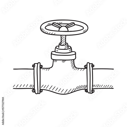 A wall mounted valve handle twisted halfway open