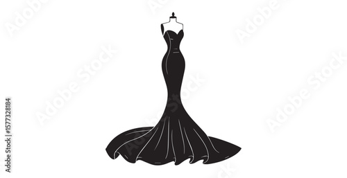Elegant black evening gown on mannequin silhouette silhouette
