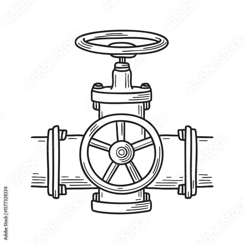 A valve wheel fixed onto an outdoor plumbing pipe