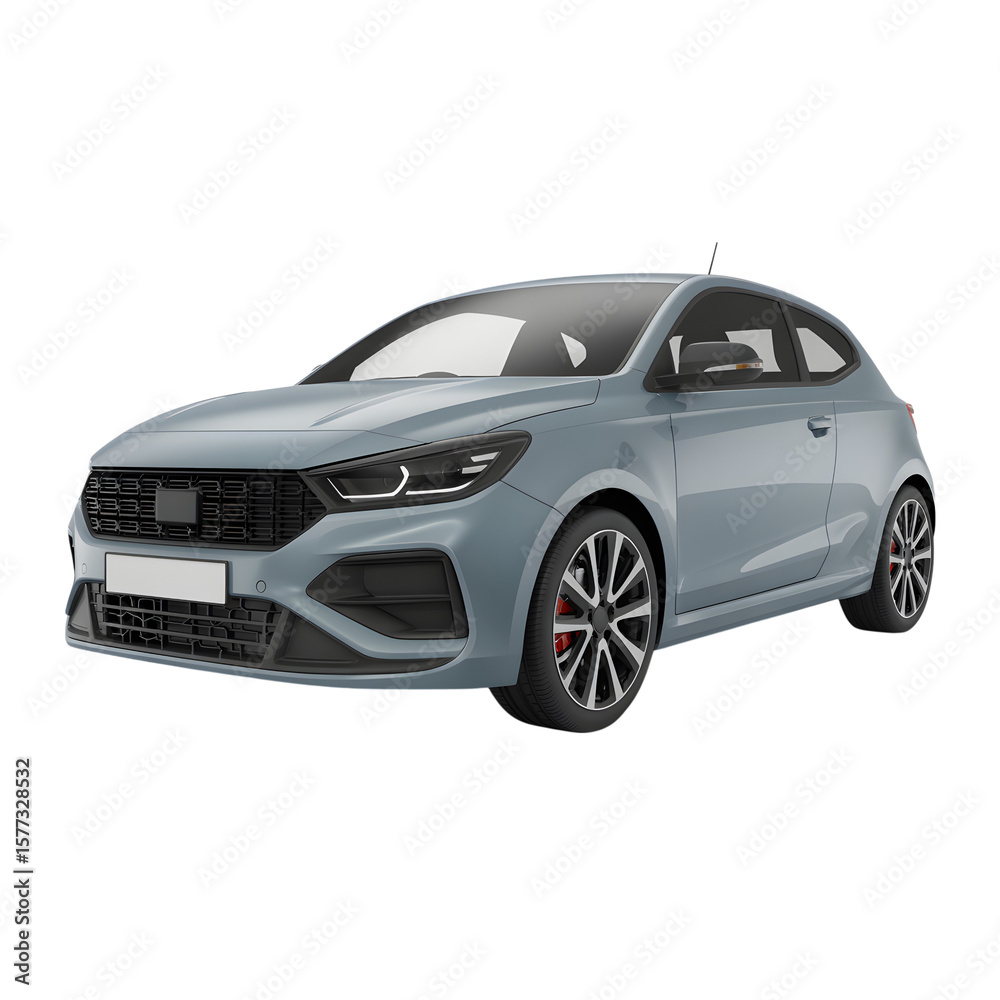 Fototapeta premium Light gray car isolated on transparent white background 