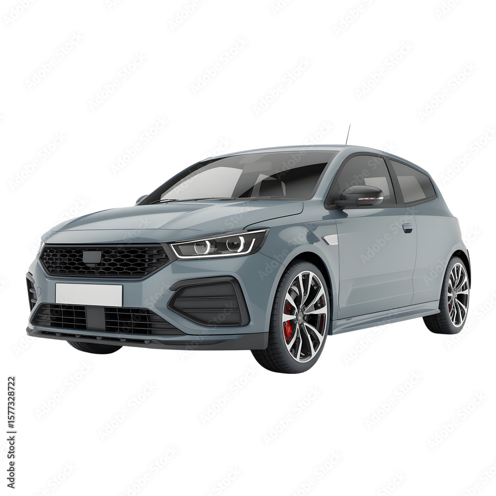 Fototapeta premium Light gray car isolated on transparent white background 