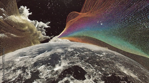 Planet Earth digital render showing Europe linked by dynamic data waves in bright neon style