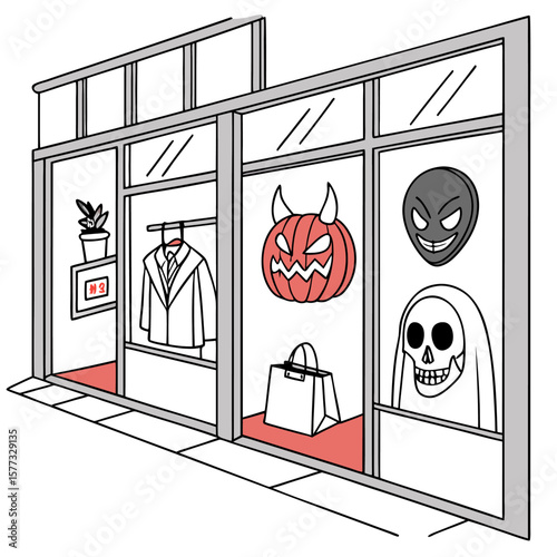 Cartoon monster with horns and big eyes in a bedroom next to a bunk bed and a ball on the floor drawing