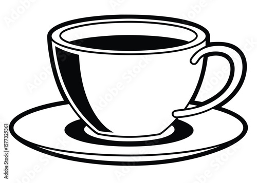 Black and White Coffee Mug Silhouette Icon for Coffee Shop, Drink, or Beverage Concepts