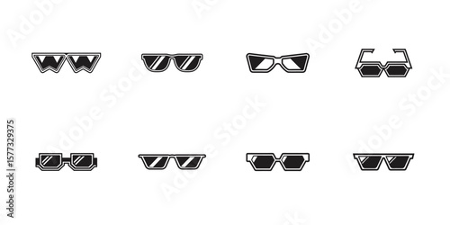 Stylish sunglasses vector collection set in flat modern design for fashion and summer looks

