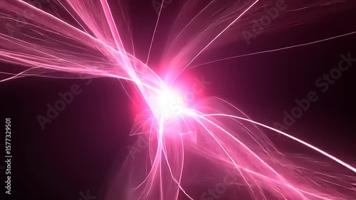 Abstract fractal design with radiating pink lines