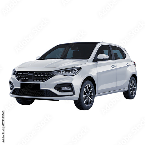 White car isolated on transparent white background 