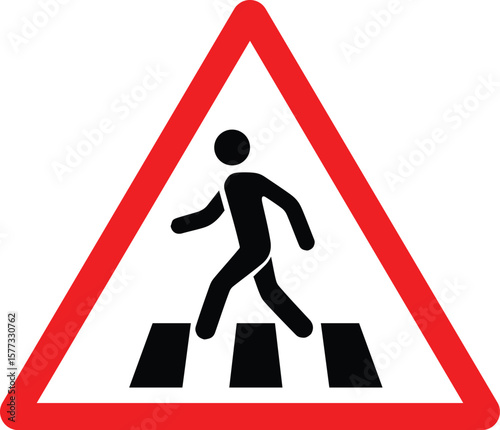 zebra crossing sign flat icon