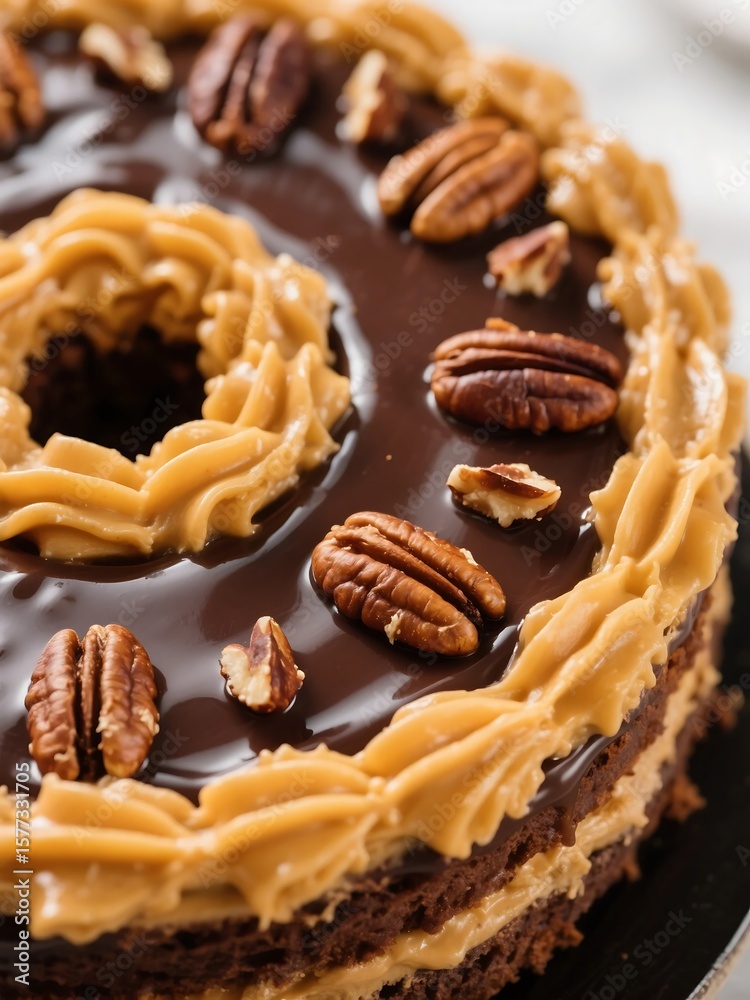 Decadent Chocolate Caramel Pecan Cake