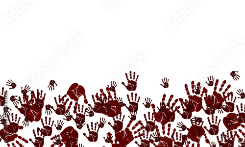 Grunge anti-violence design with bloody palms. Symbolic poster art for awareness campaigns and graphic design projects.