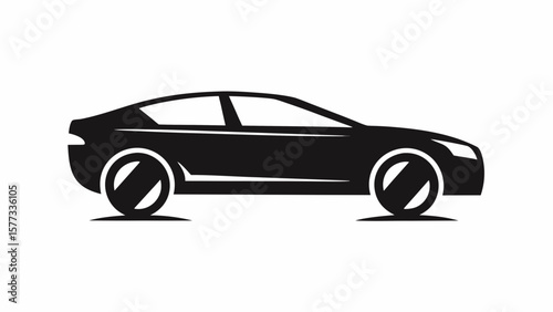 Sleek Sedan Car Silhouette Vector Illustration Design