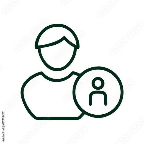 Simple user icon depicting person with circular profile outline  