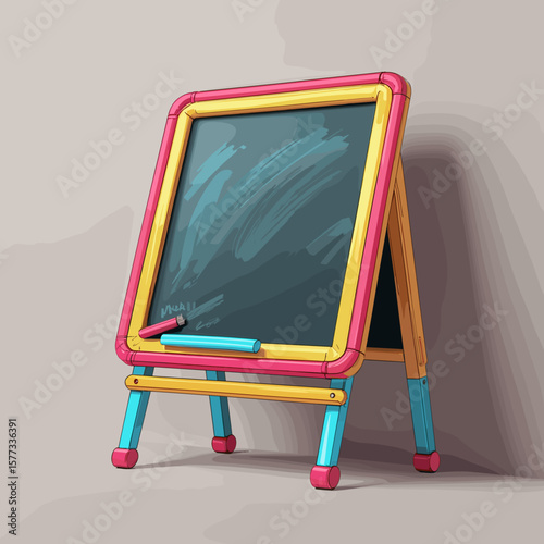 Colorful children's chalkboard with a blank surface on a light background  