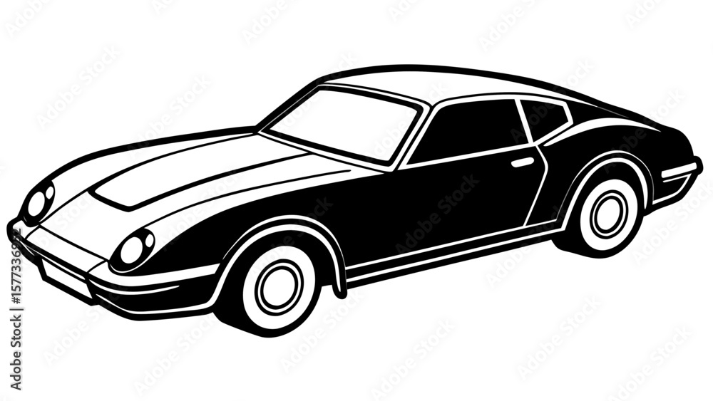 Naklejka premium Classic Retro Car Silhouette Vector Illustration for Design Use