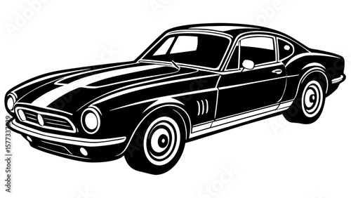 Classic Muscle Car Vector Art – Retro Sports Car Silhouette Illustration