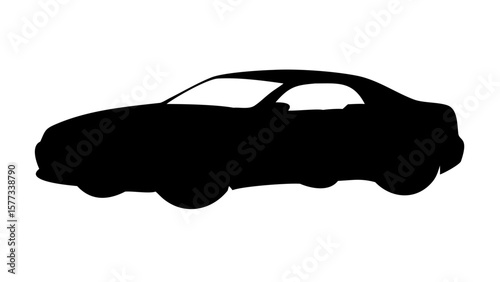 Coupe Car Silhouette Vector – Black Two-Door Vehicle Outline Icon