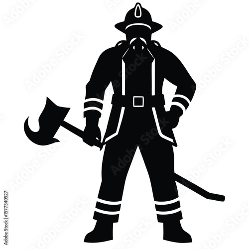 Brave Firefighter Silhouette  A Powerful Symbol of Courage and Service