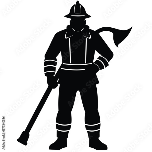 Courageous Firefighter Silhouette  A Symbol of Bravery and Service