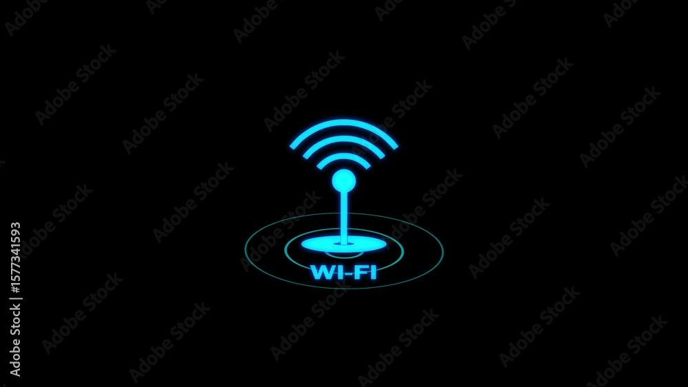 Wi-fi wireless internet network net connection icon logo wi-fi . Technology wireless signal icon animated video