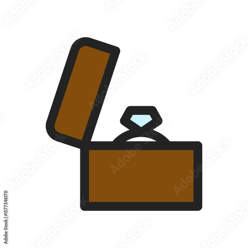 Minimalistic Illustration of a Ring in an Open Jewelry Box