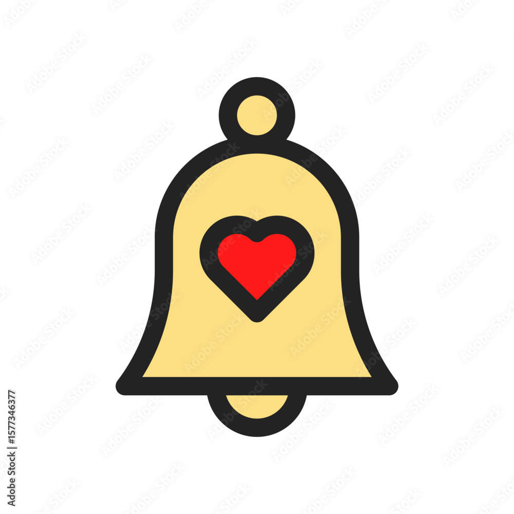 Fototapeta premium Minimalist Icon of Notification Bell with Heart Symbol for Love and Alerts