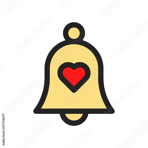Minimalist Icon of Notification Bell with Heart Symbol for Love and Alerts
