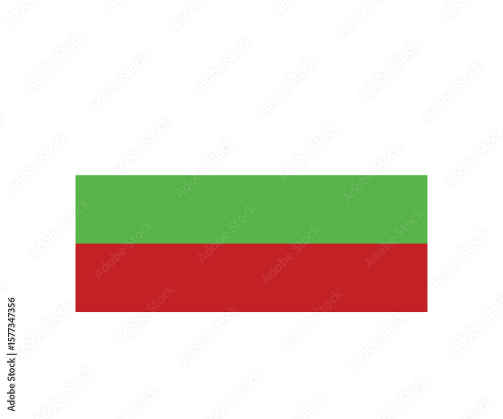 The flag of Tatarstan consists of three horizontal stripes. The top stripe is green, symbolizing Islam and hope. The middle stripe is white and thin, representing peace and purity. The bottom stripe i The flag of Tatarstan consists of three horizontal stripes. The top stripe is green, symbolizing Islam and hope. The middle stripe is white and thin, representing peace and purity. The bottom stripe i