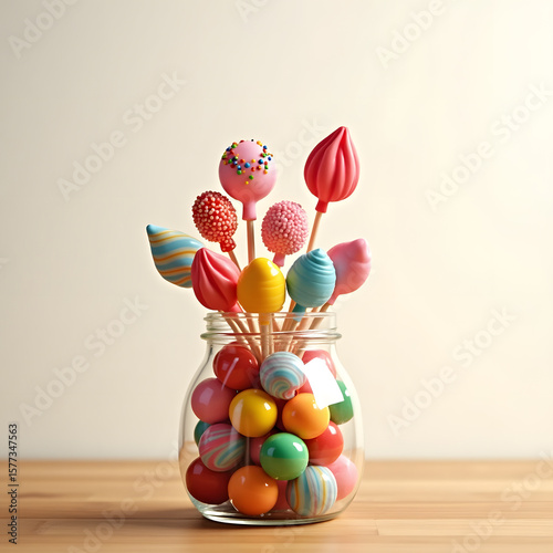 Colorful Cake Pops in a Jar