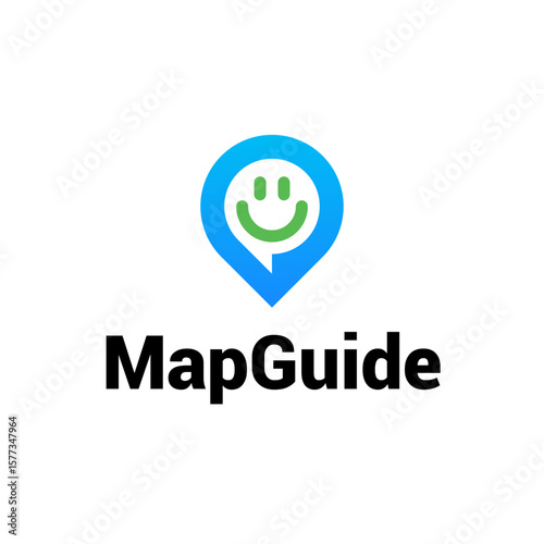 Smile Face Chat Message Location Logo Vector Abstract Illustration Icon Design Template Element 