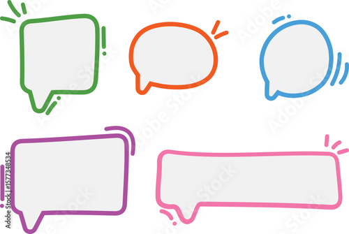 Colorful speech bubbles for communication and messaging Hand drawn speech bubbles collection
