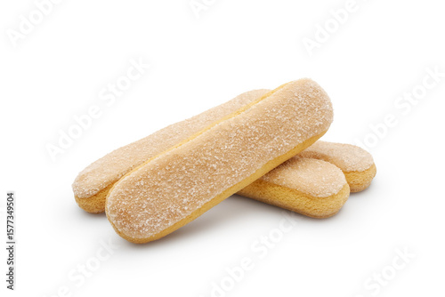 Italian sponge fingers or savoiardi cookies isolated on white background