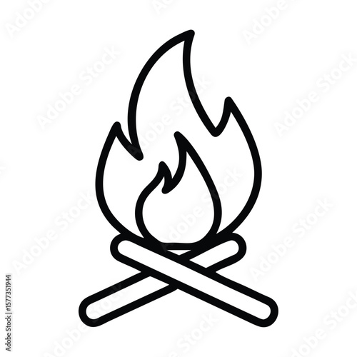 Campfire black and white silhouette vector design