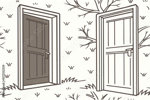 old wooden door with flowers