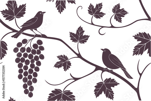 grape branch and little birds