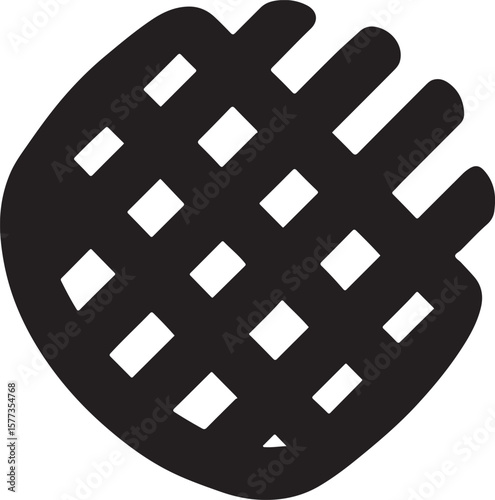 Silhouette vector of a crispy waffle fry, perfect for fast food, snack, or restaurant-themed graphic design projects.