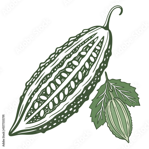 vector illustration of bitter gourd