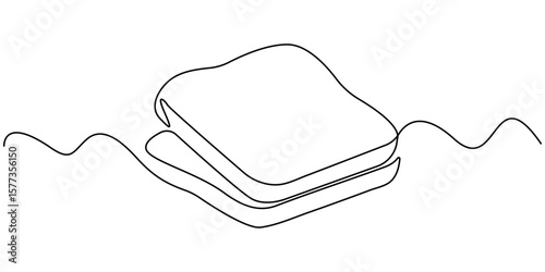 Bread Continuous Line Icon, Continuous line drawing of a slice of bread. Minimalist design for bakery, Fresh breads one line  continuous drawing. baguette continuous one line illustration, continuous 