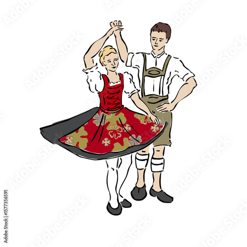 Tanzendes Trachtenpaar aus Trachtenverein