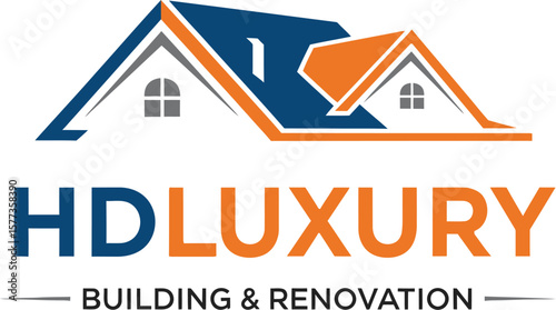 Hd luxury building and renovation logo with a house roof outline