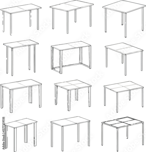 Create a kinds of deferent Acrylic tent table frame vector art with white background.