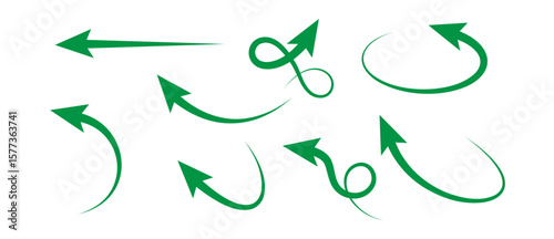 Green Abstract & Curved Arrow Designs - Dynamic Directional Vectors
