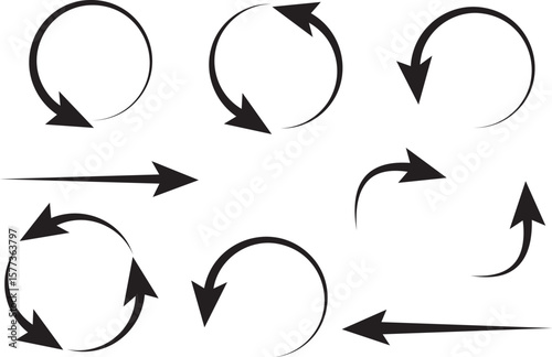 Circular Arrow Icon Set – Rotation and Direction Symbols Collection