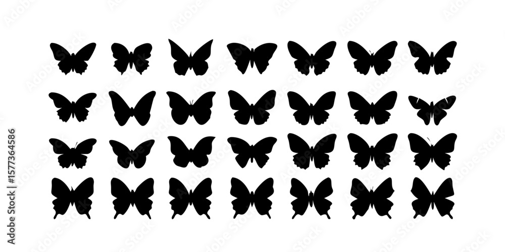 Fototapeta premium set of black silhouettes of animals