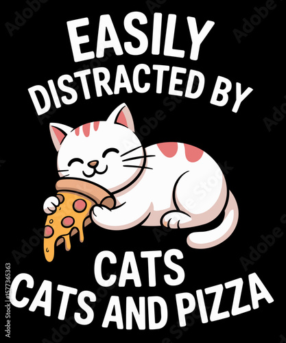 Easily Distracted By Cats And Pizza Kawaii Cat Lovers